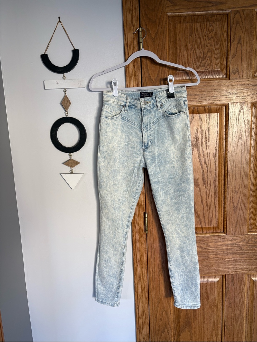 Abercrombie & Fitch Women's High-Rise Skinny Acid Wash Jeans - Light Blue